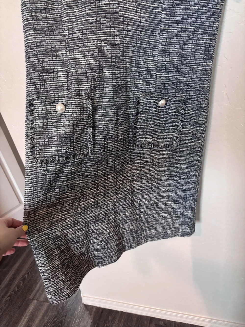 Karl Lagerfeld Paris Black White Tweed Shift Dress Size 12